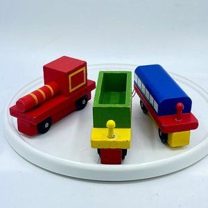 Devrian Global Industries 3 Piece Wood Toy Train Set Engine Freight Car Caboose